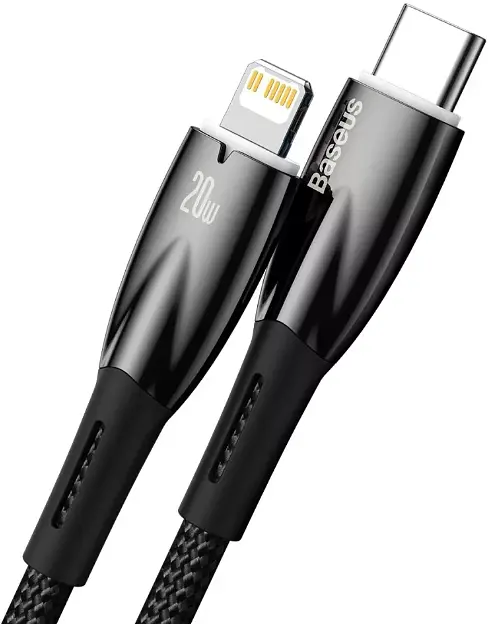 Кабель Baseus Glimmer Series Fast Charging Cable Type-C to Lightning 20W 1m CADH000001 Black - фото 2