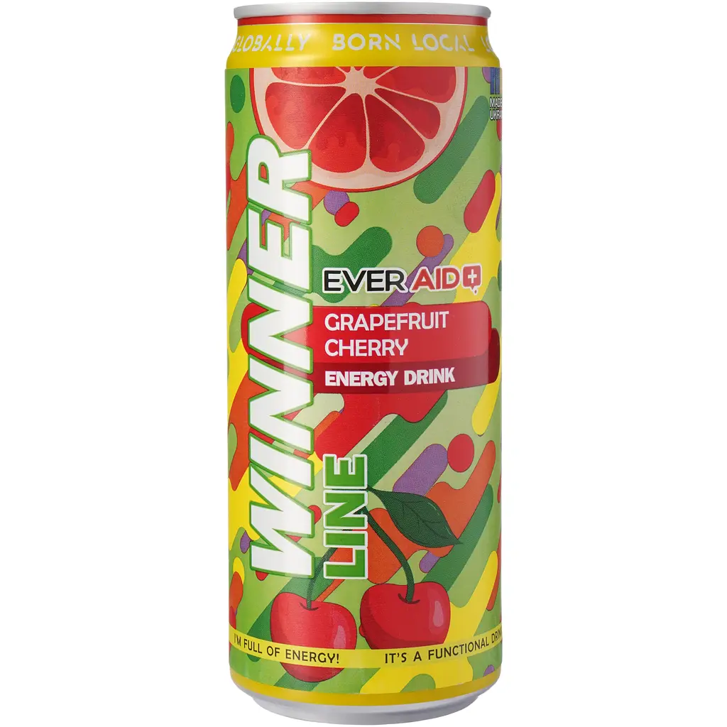 Напій енергетичний Ever Aid Winner Line GrapeFruit & Cherry 0.33 л - фото 2