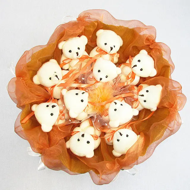 Букет из мягких игрушек 11 мишек 5283IT терракотовый. - фото 3