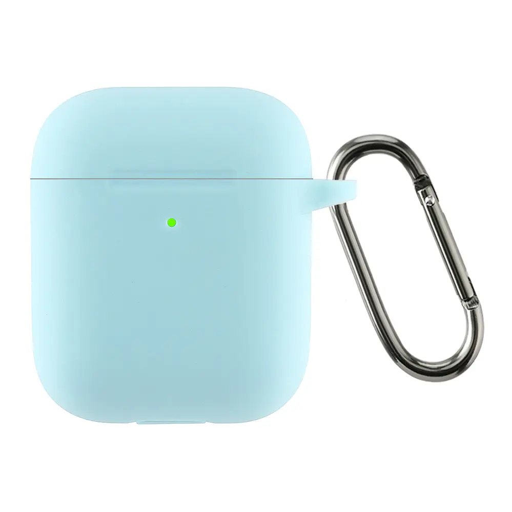 Силіконовий чохол для навушників Apple AirPods 2, Hang Case, блакитний, ультратонкий захисний кейс товщиною 2 мм, захист від подряпин, пилу та ударів, компактний, з карабіном для кріплення, ArmorStandart (ARM59692)
