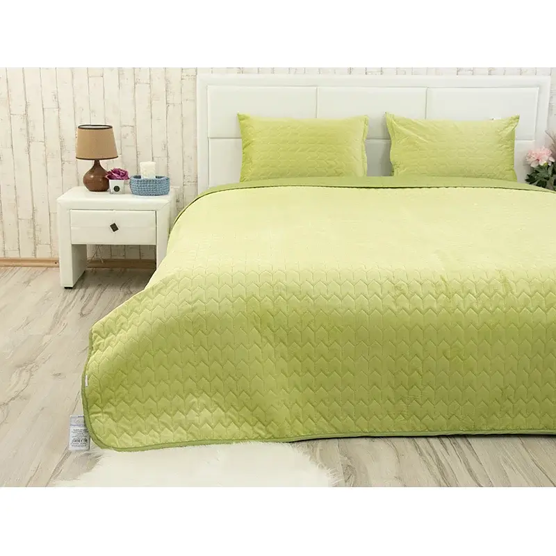 Покривало Руно двостороннє декоративне Velour Green banana зигзаг 150х220 см - фото 4