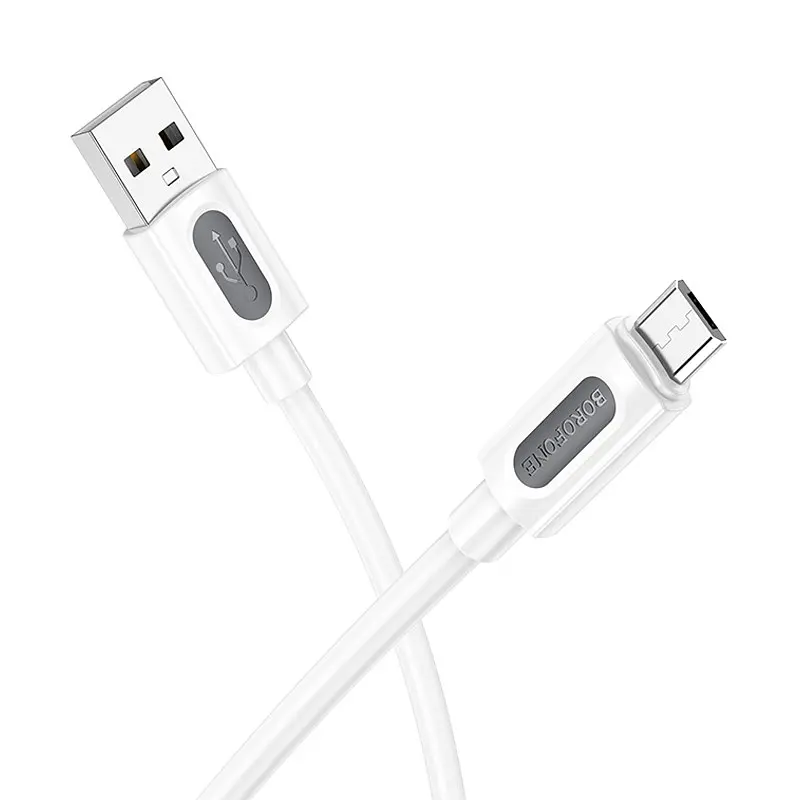 Дата кабель Borofone BX114 Structure USB to MicroUSB 2.4A (1m) White - фото 2