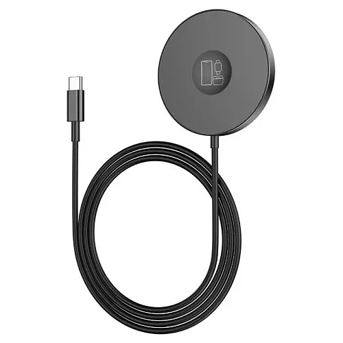 Бездротовий ЗП Magsafe HOCO CW41 Delight 3-in-1 magnetic wireless fast charger 15W чорний - фото 3