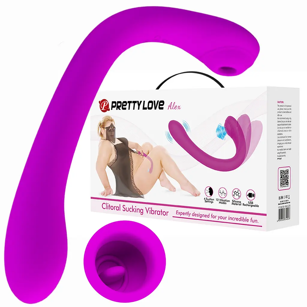 Вібратор з вакуумним стимулятором клітора Pretty Love Alex фіолетовий - фото 11