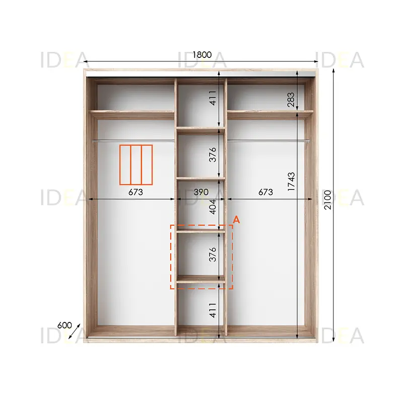 Шафа-купе Idea серія 6 180 x 60 x 210 см Дуб сонома - фото 2