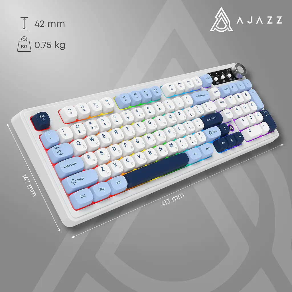 Клавіатура бездротова Ajazz AF98 PLUS White (AF98-PLUS-GB) - фото 15