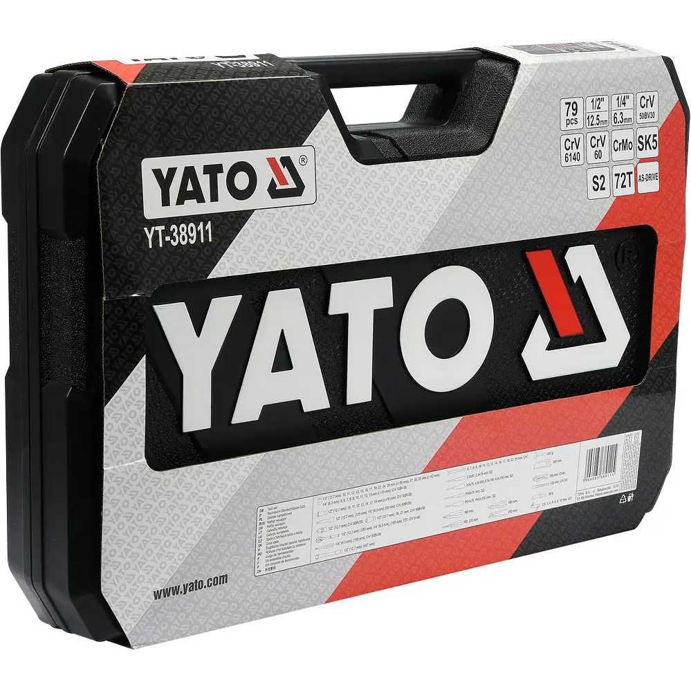 Набір головок торцевих Yato квадрат 1/2", 1/4" з інструментами 79 шт. (YT-38911) - фото 4