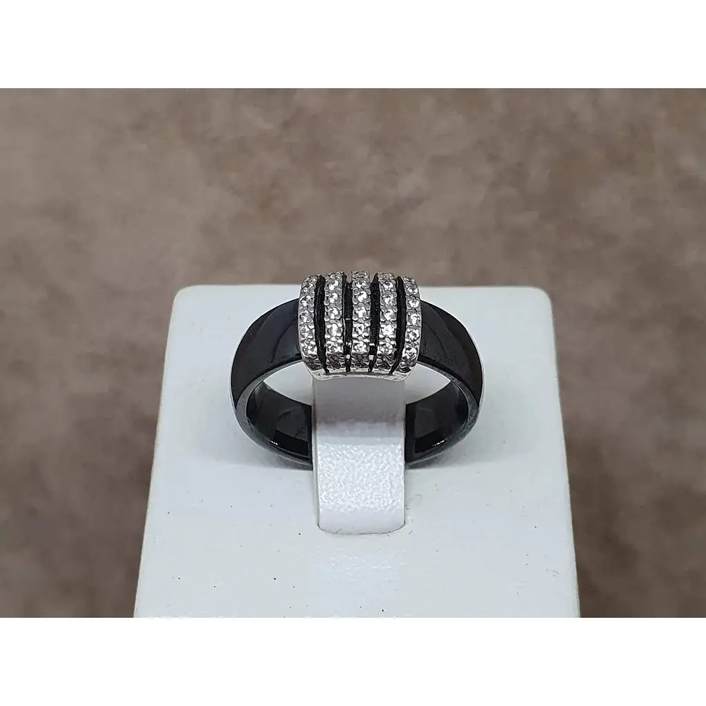 Срібне кільце Aurora з керамікою і фіанітами. С1120Ч - фото 4