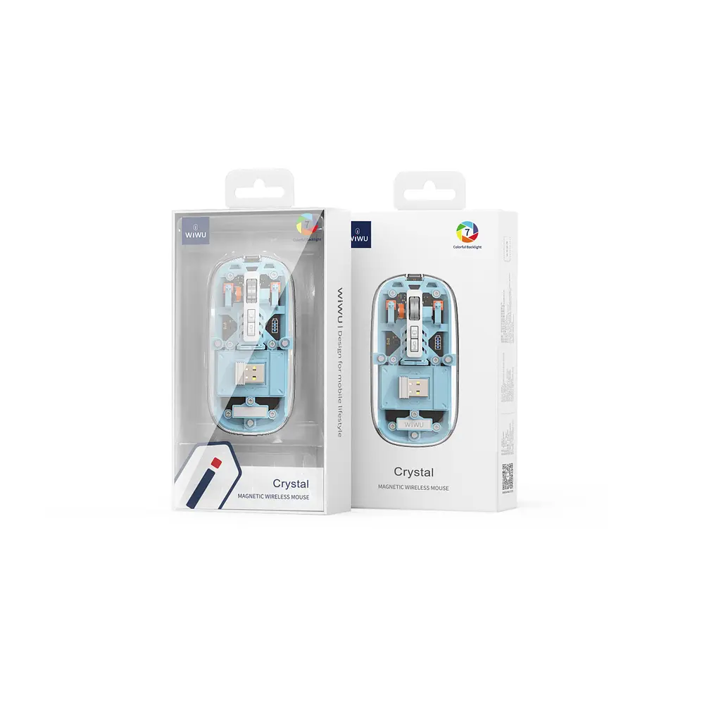 Маніпулятор миша бездротова WIWU Crystal Magnetic Wirless Mouse WM105 (Dual-bluetooth +2.4G three-mode) Сірий - фото 2