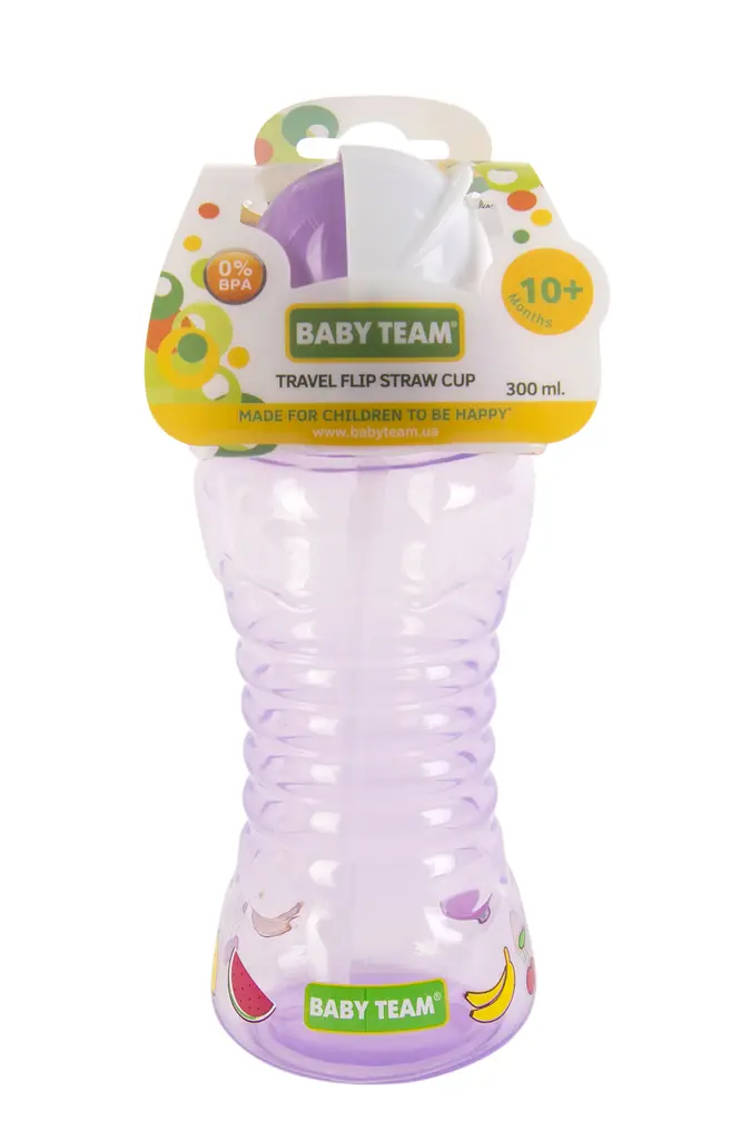 Поїльник для подорожей Baby Team з трубочкою 10+ міс. 300 мл фіолетовий (5005_фіолетовий) - фото 3