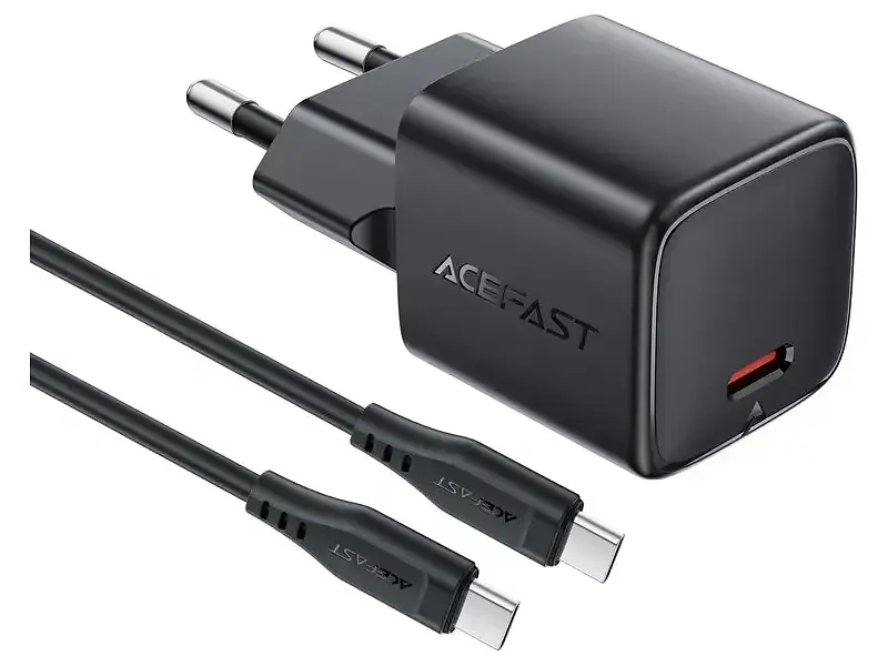 Мережевий зарядний пристрій Acefast A118 Fast Charge Wall Charger GaN 30 W + USB Type-C cable Black (6974316285175) - фото 2