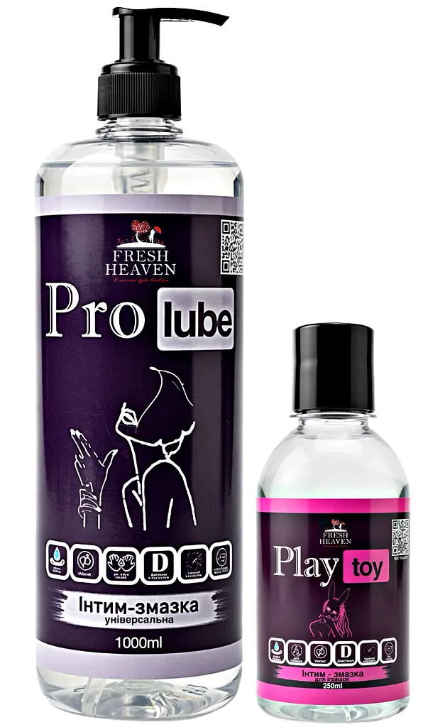 Iнтим-змазка Fresh Heaven універсальна Pro Lube 1000ml та для іграшок Play Toy 250ml
