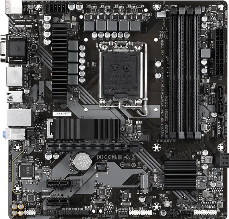 Материнська плата Gigabyte B760M DS3H DDR4 LGA 1700 (B760M DS3H DDR4) - фото 3