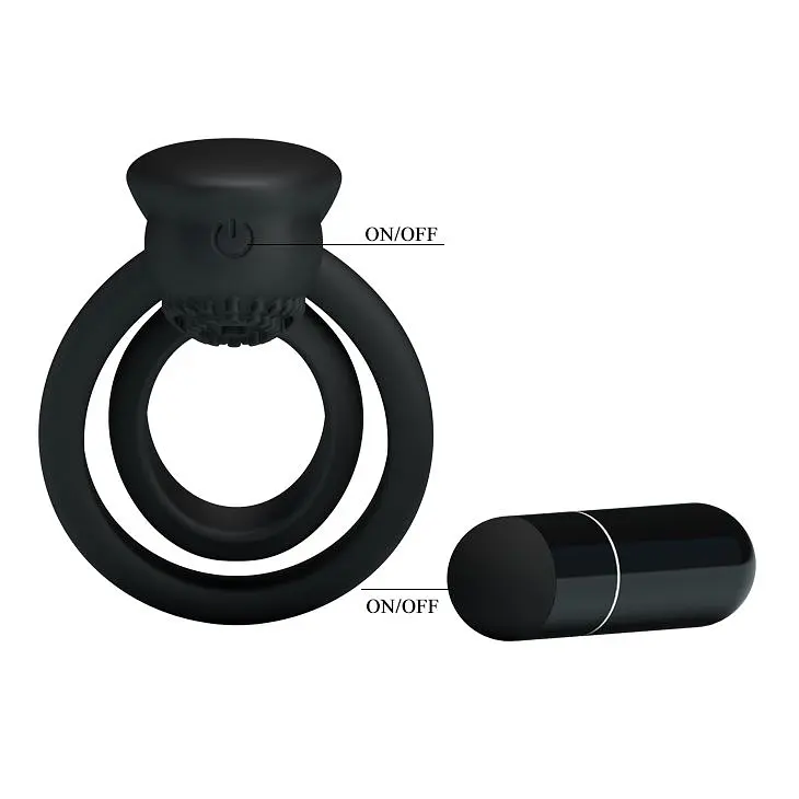 Віброкільце Pretty Love LyBaile Penis Ring Black, 10.5х2.5 см (чорний) - фото 7