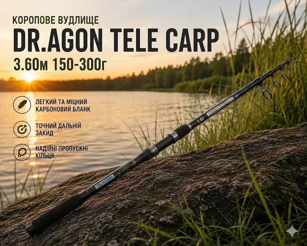 Коропове вудлище Dr.AGON Tele Carp 3.60 м 150-300 г - фото 4