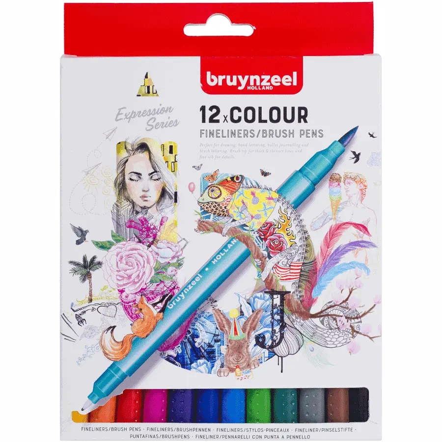 Набір лінерів-пензлів Bruynzeel BRUSHPEN двосторонні 12 кол. (8712079454333)