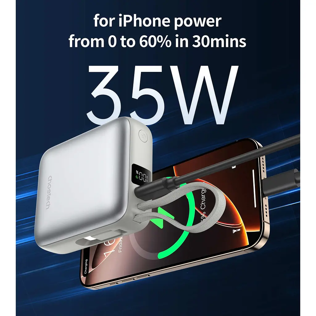 Зовнішній акумулятор Choetech B832-GO 10000mAh 35W Silver [156580] - фото 4