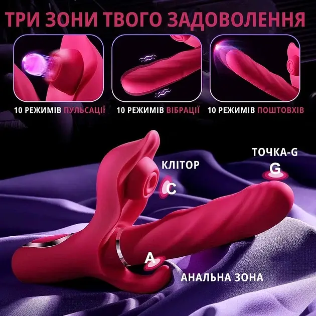 Вібратор I’MCUM DeepWave 3 в 1 з телескопічними рухами, всмоктуванням та анальною стимуляцією (IM-ZDB371) - фото 3