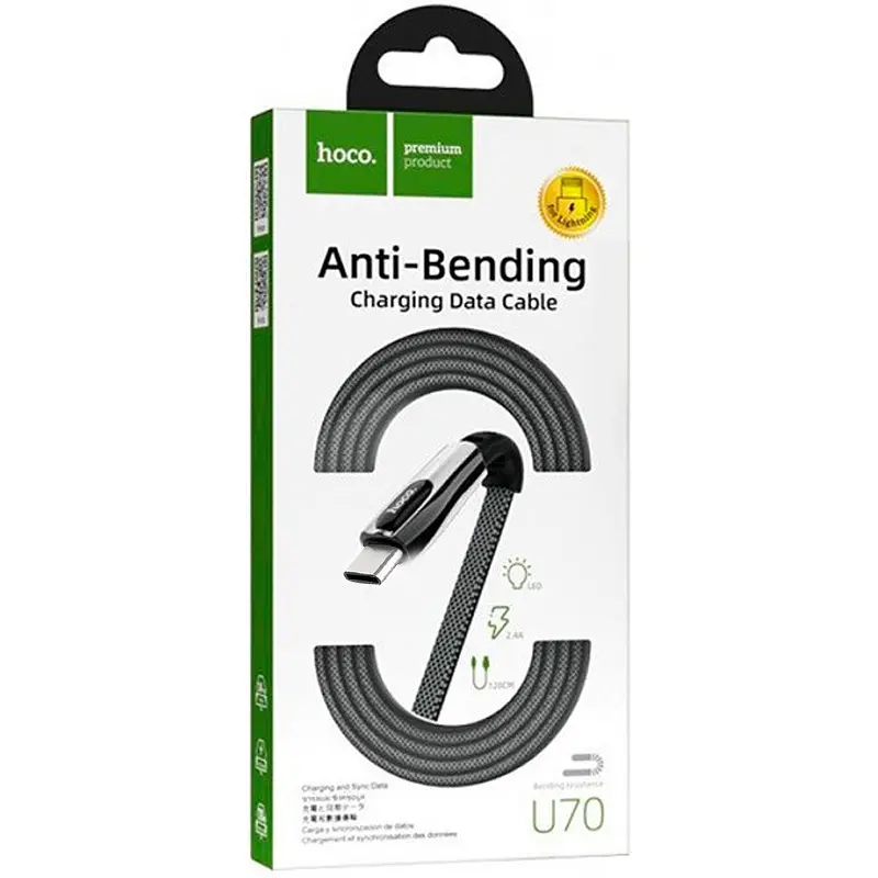 USB Cable Hoco U70 Splendor Type-C Dark Grey 1.2m - фото 2