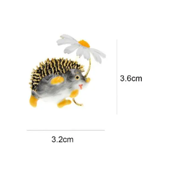 Брошь Ежик с ромашкой - фото 2