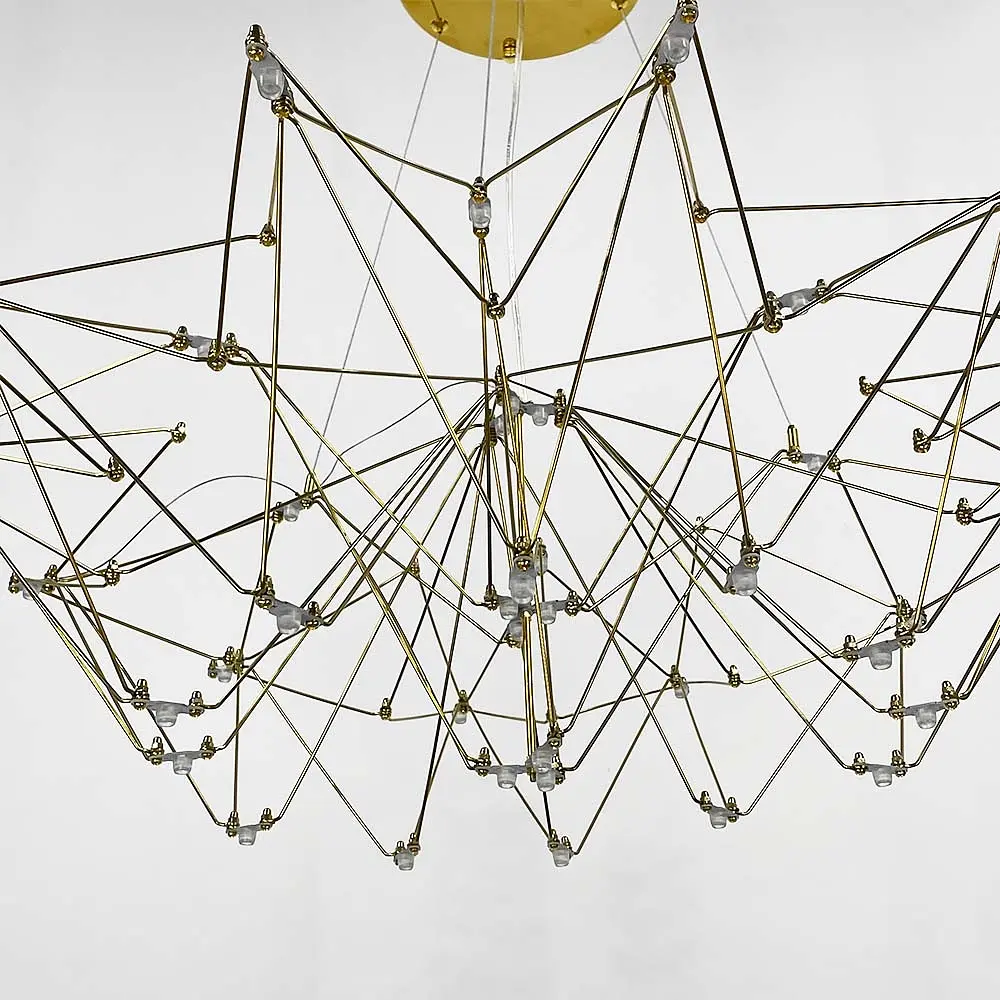 Невесомая золотая люстра Ø 80 см Ст. MJ 206-800 Titanium | Line F - фото 5