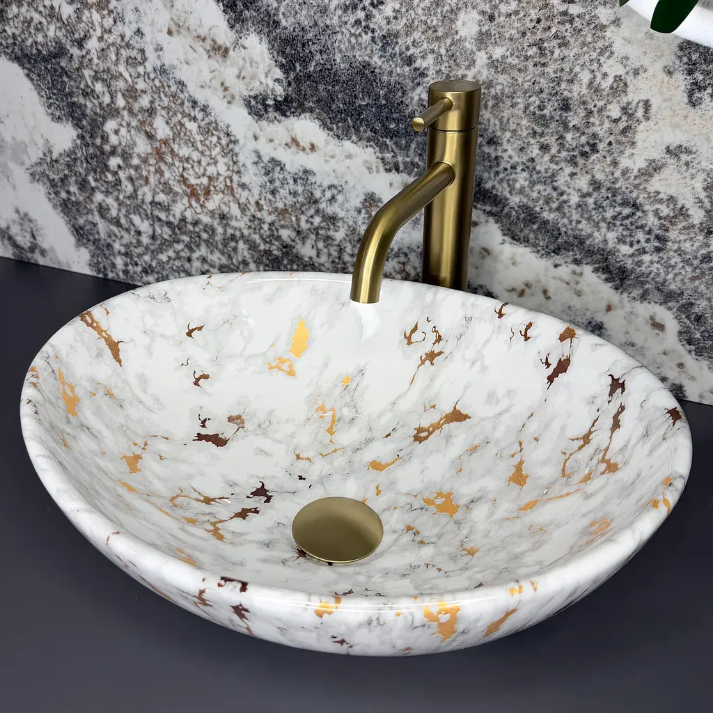 Умивальник VBI Parma накладний 41x34 см marble white glossy VBI-011030
