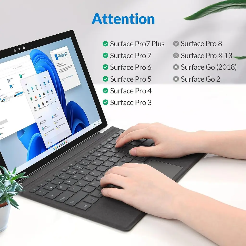 Клавіатура Rii Bluetooth Surface із сенсорною панеллю, сумісна з Surface Pro 7 Plus/7/6/5/4/3, 7-колірна підсвітка - фото 4