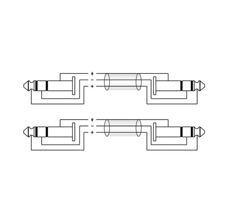 Готовый аудио кабель 2xJack 6,3 stereo — 2xJack 6,3 stereo Roxtone RAC-C200-L03 0,3м - фото 3