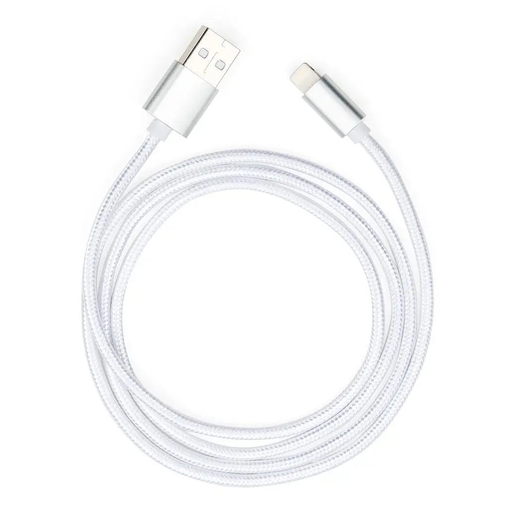 Дата кабель USB 2.0 AM to Lightning 1m nylon silver Vinga (VCPDCLNB1S) - фото 5