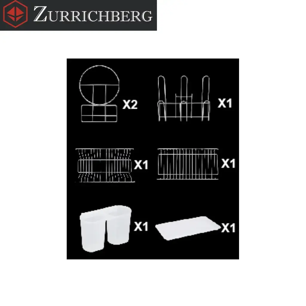 Сушилка для посуды Zurrichberg ZB/2091 из нержавеющей стали двухъярусная с поддоном и подставками для приборов - фото 7