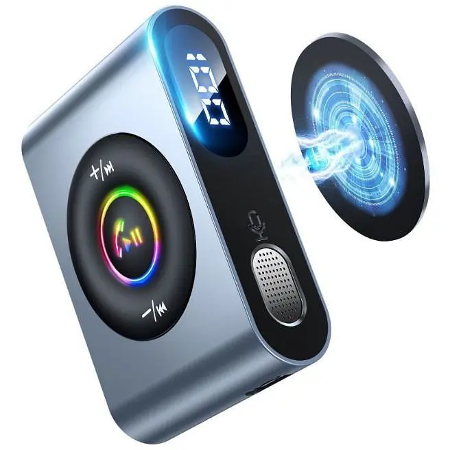 Автомобільний ФМ-блютуз-модулятор Joyroom JR-CB1 Bluetooth ресивер-приймач аудіоадаптер чорний - фото 3