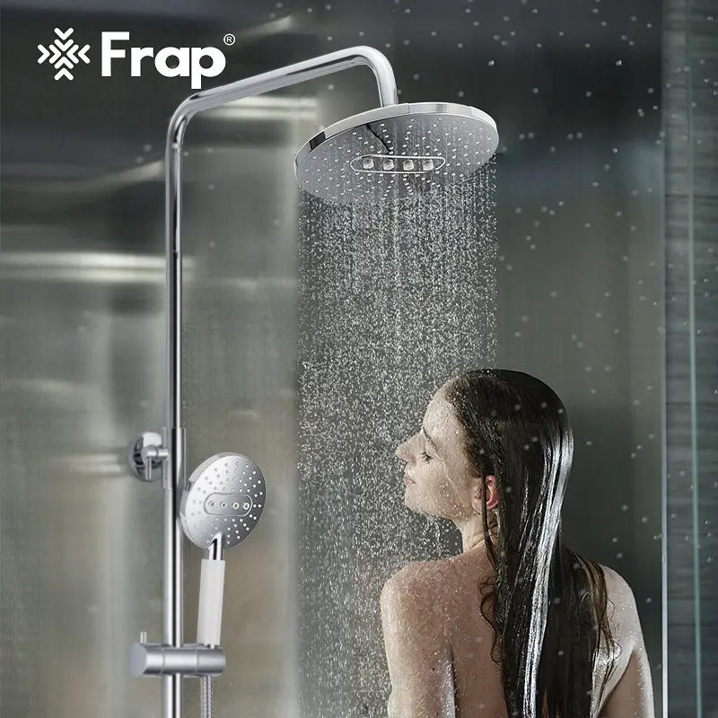 Душова система Frap F2449, поворотний вилив - перемикач на лійку, 3 режими, білий/хром - фото 2