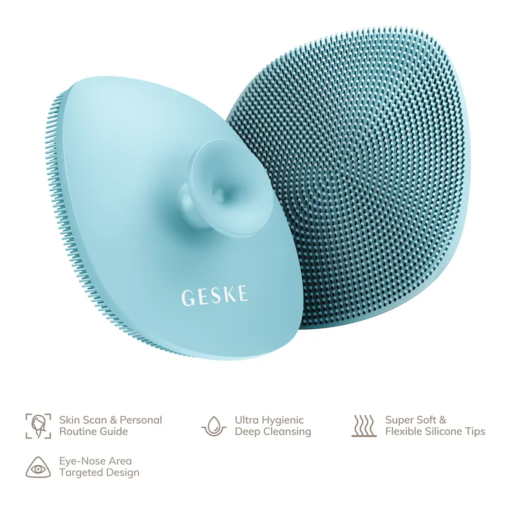 Щітка для обличчя GESKE Facial Brush 4 в 1 з тримачем бірюзова - фото 2