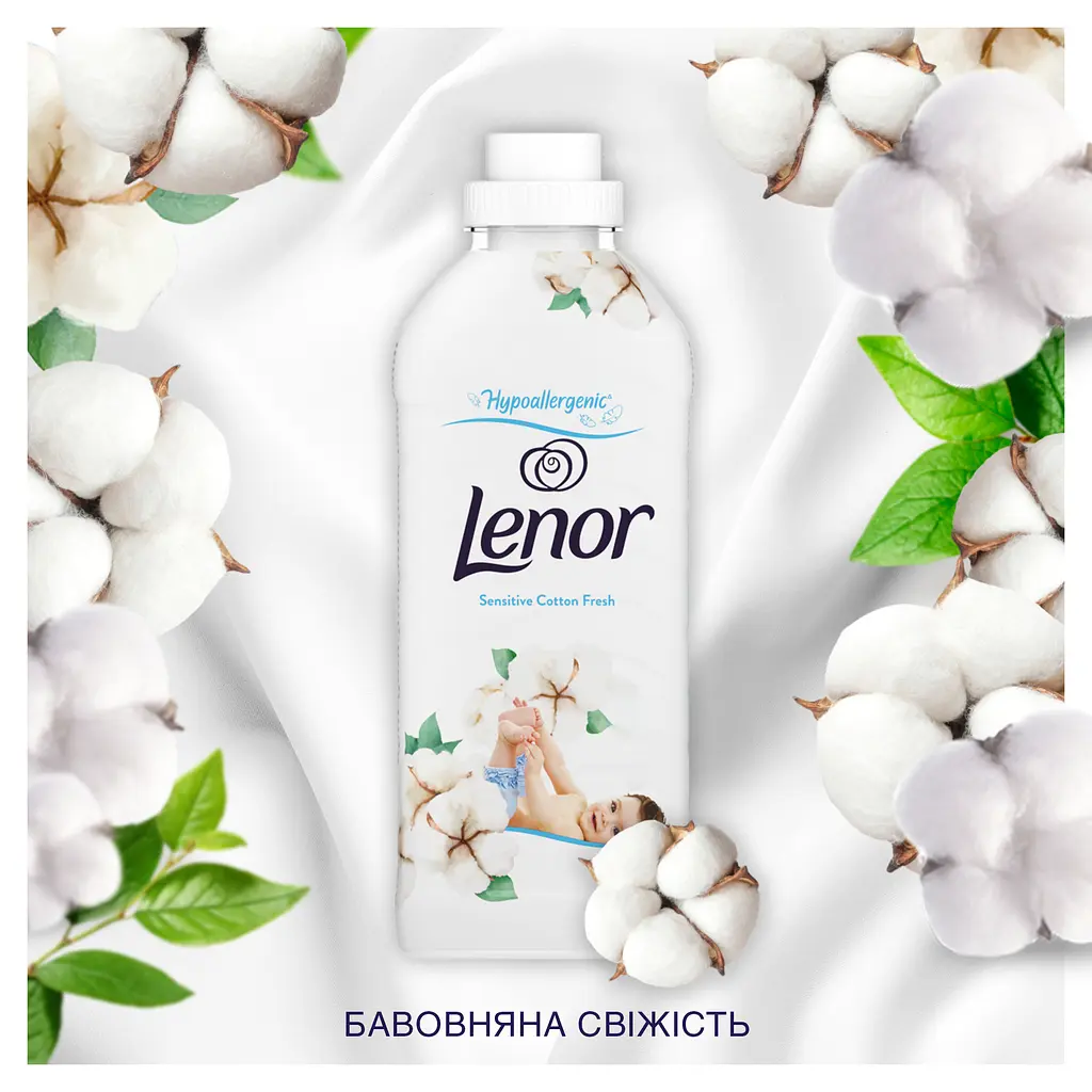 Кондиціонер для білизни Lenor Свіжість бавовни для чутливої шкіри 1200 мл - фото 10