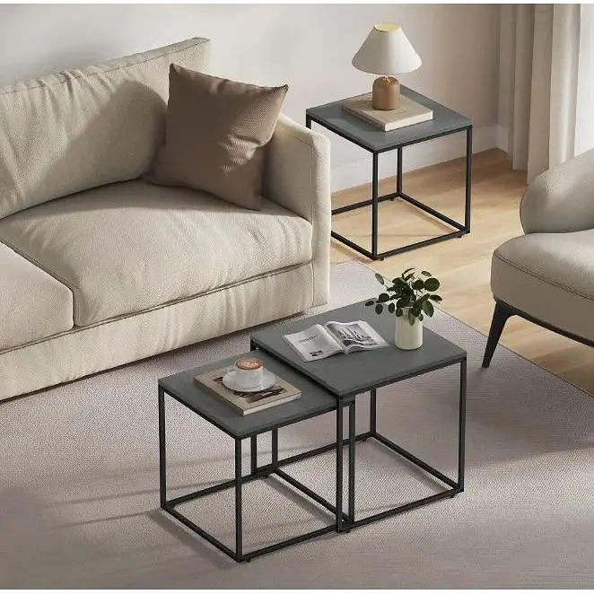 Комплект журнальних столиків Leobert Nika квадратний 50х50 50.5 см, 45х45х45.5 см графітовий - фото 6