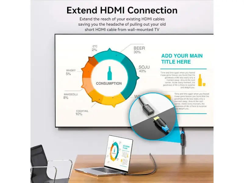 Кабель Vention HDMI Cable for Structure Cabling Engineering HDMI v2.0 8м Black (AAMBK) - фото 4