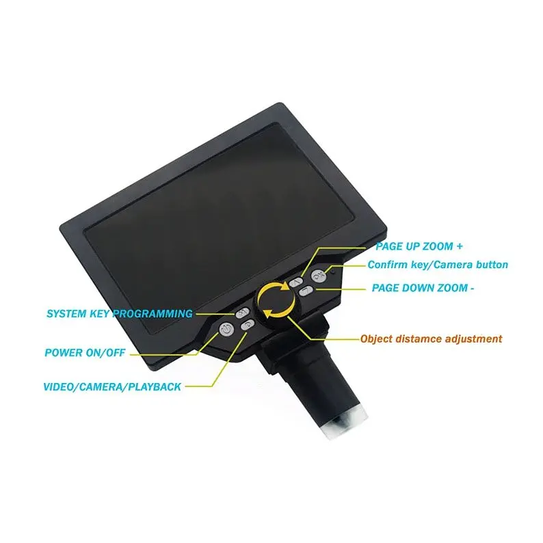 Мікроскоп цифровий з 7" дюймовим LCD екраном і підсвічуванням GAOSUO G1200HD, зі збільшенням до 1200X, запис на microSD (100618) - фото 5