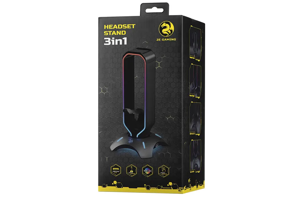 Подставка 3 в 1 для гарнитуры 2E GAMING Headset Stand RGB USB Black (2E-GST310UB) - фото 2