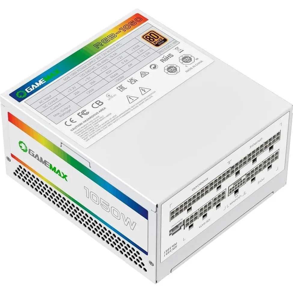 Блок питания GameMax 1050W RGB1050 PRO WH (ATX3.0/3.1 PCI (RGB1050 PRO WH (ATX3.0/3.1 PCI) - фото 7