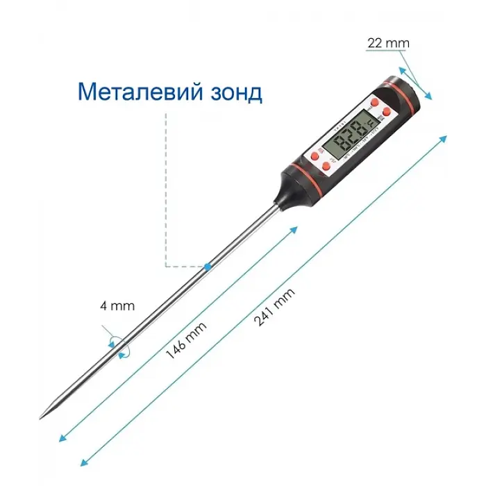 Кулінарний термометр електронний штиковий кухонний щуп TP101 - фото 6