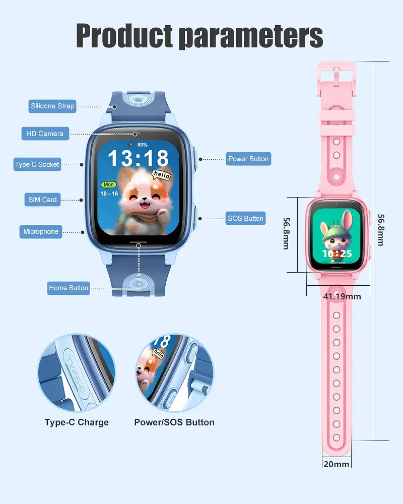 Смарт годинник-телефон дитячі Wonlex CT23 з відеодзвінком WI-FI GPS SIM-карта Pink (18355) - фото 10