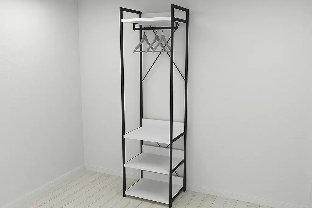 Шафа Гардероб Уні секція 3 серії Конект Ferrum-decor 220x60x50см Чорний метал ДСП Білий 32 мм (FRD-104523) - фото 3