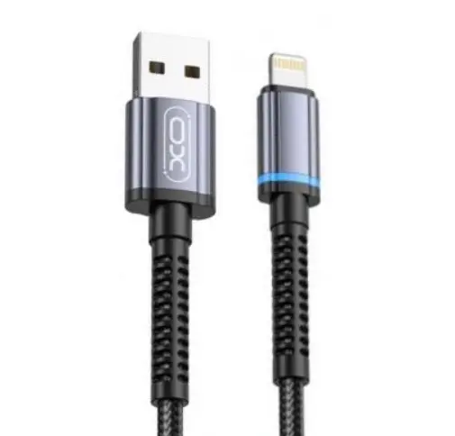Кабель XO NB215 2.4A Intelligent conversion light braided data cable lightning cable Black