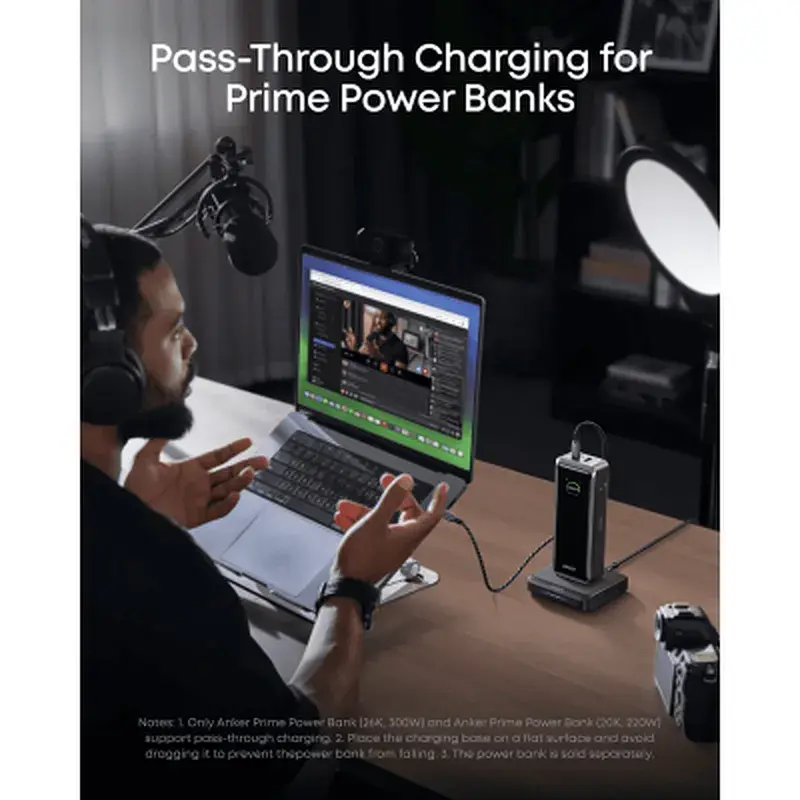 Зарядний пристрій Anker 2xUSB-C + 1xUSB-A 150W Pogo pin black (A1903G11) - фото 2