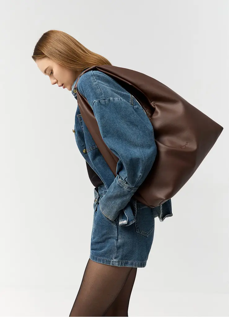 Жіноча сумка Sambag HOBO L шоколадна 34 х 37 х 16 см (53300020) - фото 7