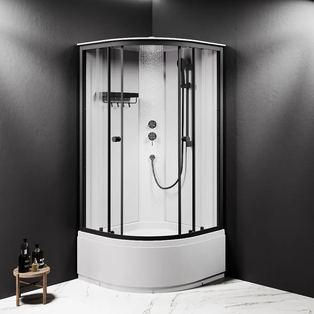 Душовий бокс AM.PM X-Joy 90x90 1/4 кола прозоре скло black matt W94C-401A-090BT - фото 3