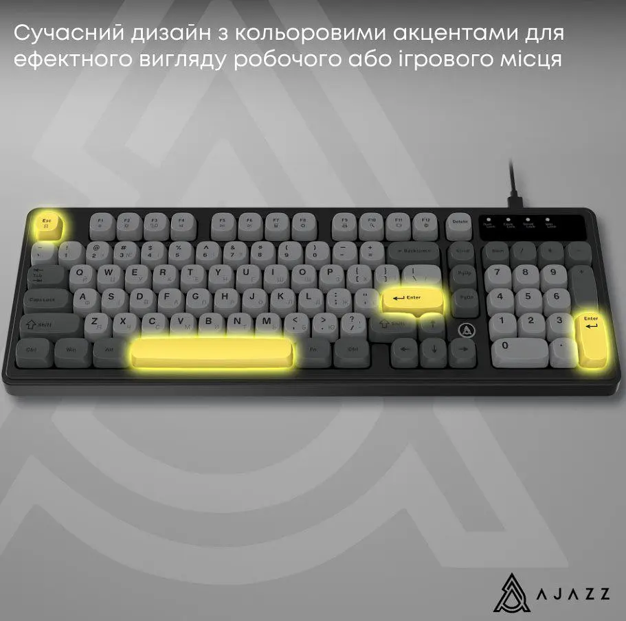 Клавиатура игровая проводная Ajazz AF-BGY-98 USB Black-Gray-Yellow - фото 12