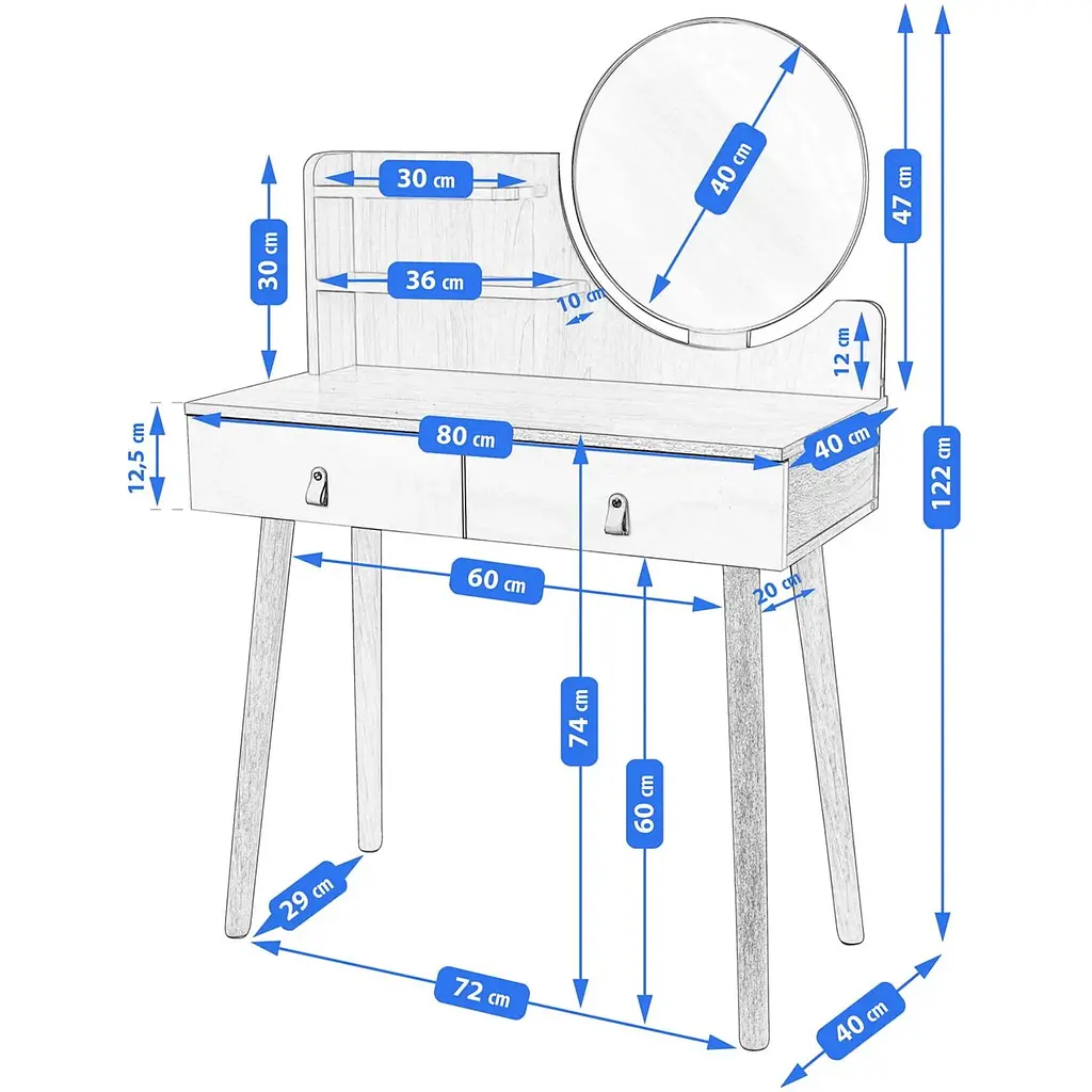 Туалетний столик Jumi Scandi з шухлядами шкіряні ручки світлий бук - фото 8
