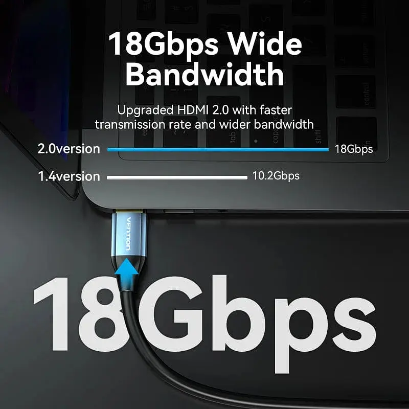 Кабель HDMI M-M, 5.0 м, V2.0, 4K 60Гц, Aluminum Alloy Синій Vention - фото 7