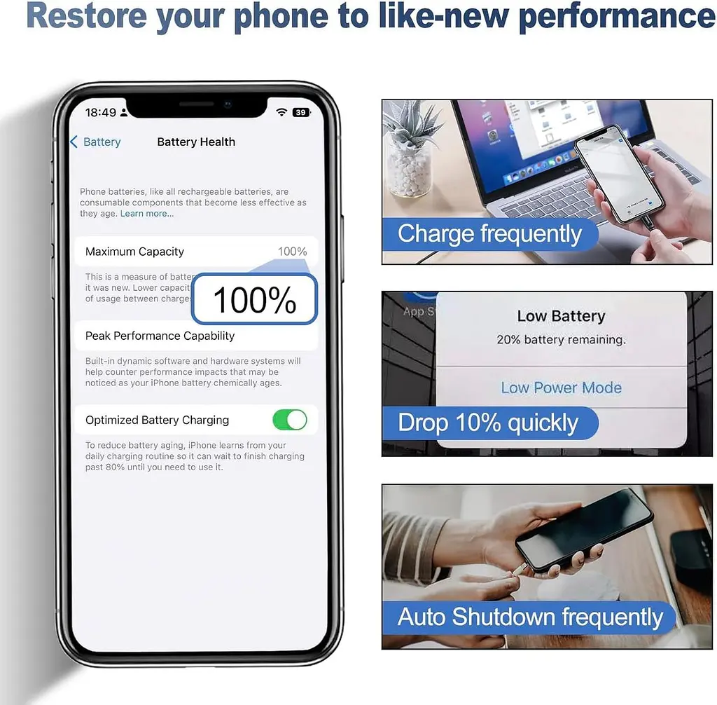 Аккумулятор для iPhone 12 Pro Max, литий-ионный полимерный аккумулятор высокой емкости 4500 мАч COM с iPhone 12 Pro Max - фото 4